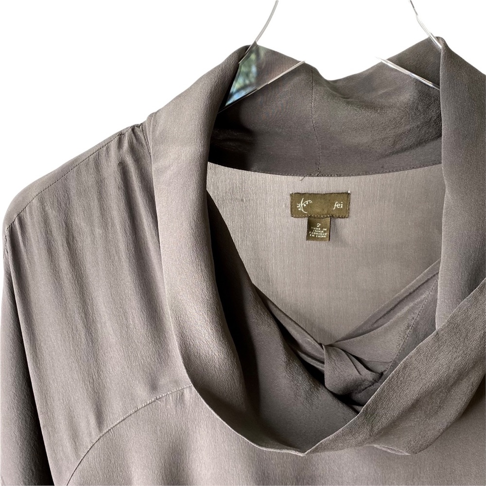 Fei Anthropologie Silk Cowl Neck Grey Tunic Sheath Dress 2 - Picture 4 of 6